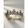 thumbnail image 4 of Corona de reina barroca con joyas - Tiaras y coronas de boda con diamantes de imitación para mujeres, accesorios para el cabello de fiesta de disfraces negros con rubí, Victoria, 4 of 5