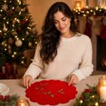 thumbnail image 6 of Yhmxh Christmas Embroidered Round Placemats, 11.81 Inch Scalloped Edge Red Holiday Table Mats, Washable Xmas Poinsettia Embroidery Decorative Table Placemat for Christmas Dinner Table Decoration, 6 of 6
