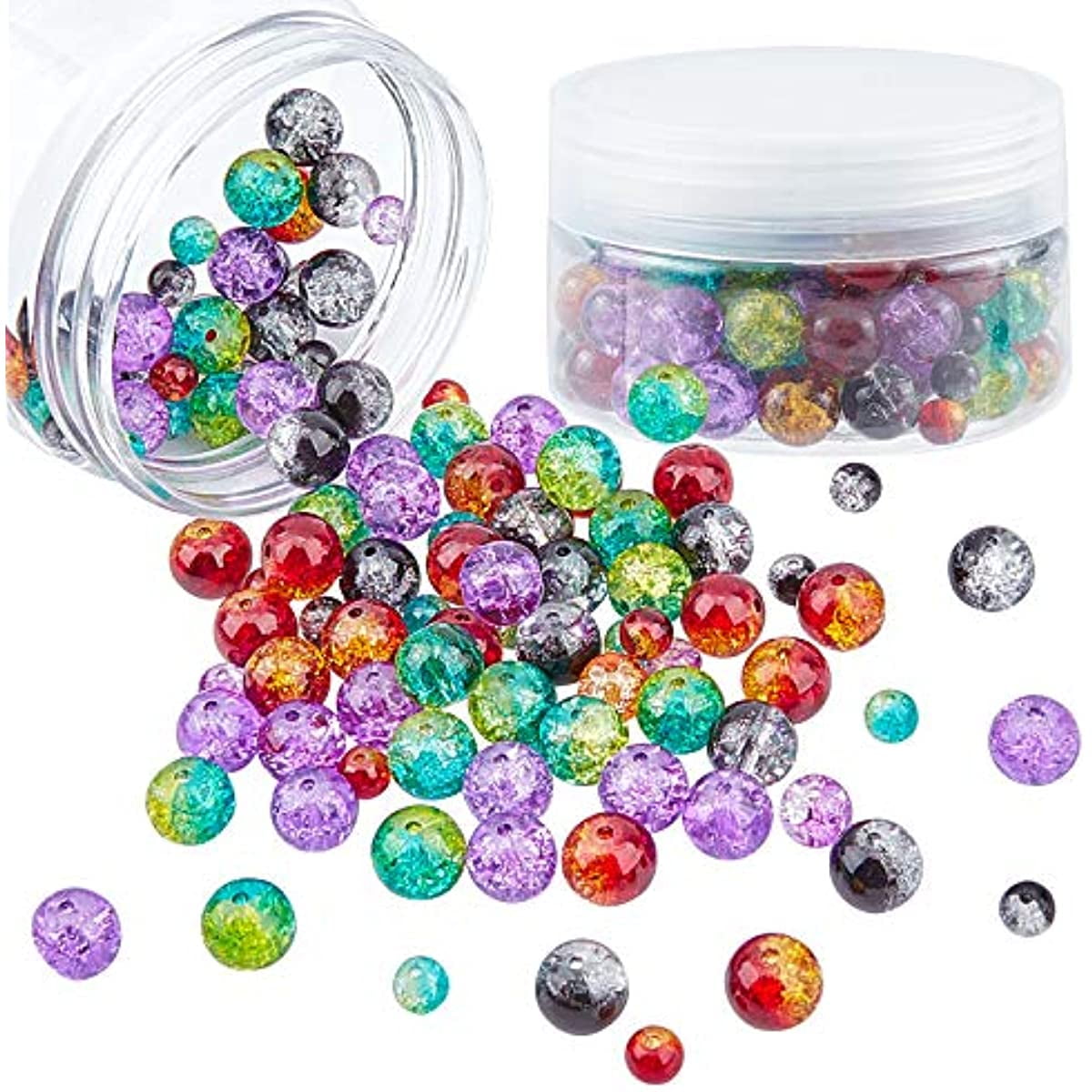 Suhome 1920pcs 8 Color Crackle Lampwork Glass Beads 4mm 6mm 8mm