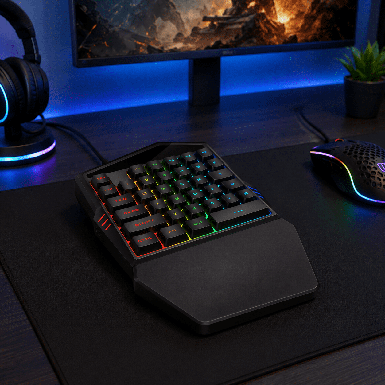 SANOXY One-Hand Gaming Keyboard With Backlight 35 Keys Keyboard For Pc Computer Android Windows