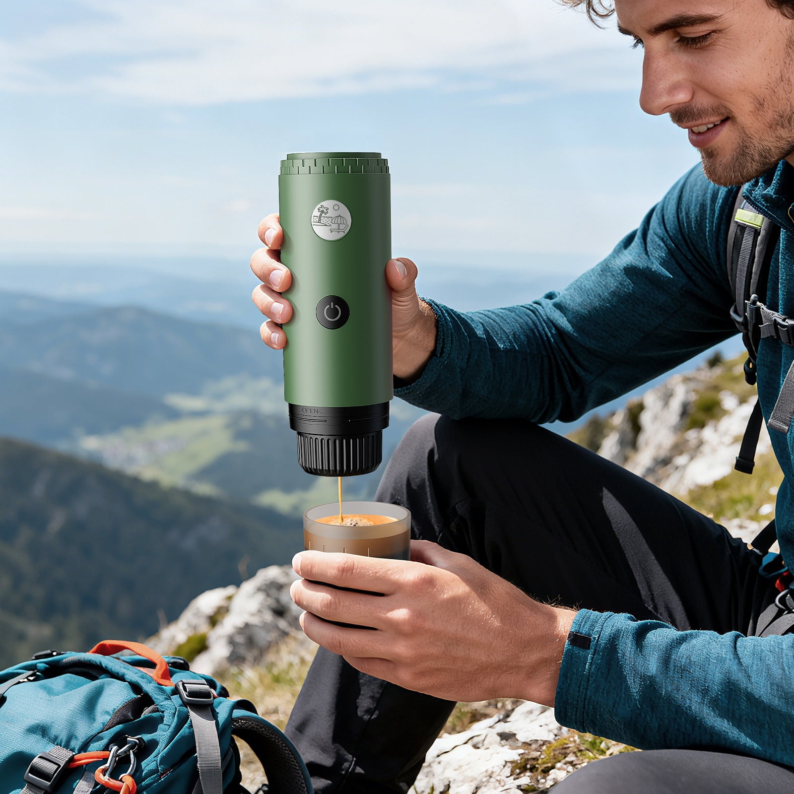 3-in-1 Portable Espresso Machine, Travel Coffee Maker with Self-Heating USB-C, 19Bar Mini Espresso for Camping Hiking Office