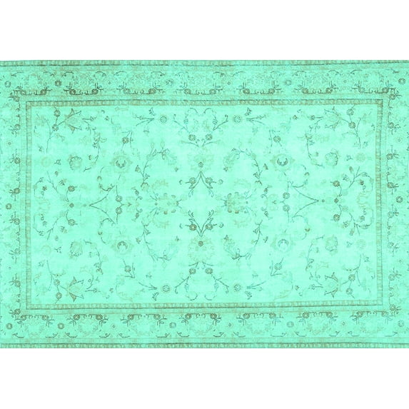Ahgly Company Indoor Rectangle Abstract Turquoise Blue Contemporary Area Rugs, 2' x 4'