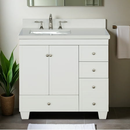 Lavanti Depos Solidwood 36-inch Bathroom Vanity with Left Sink - Stylish White