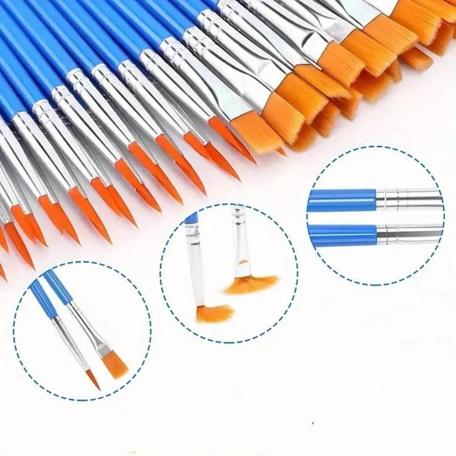 Xukmct 120 Pcs Small Paint Brushes Flat Paint Brushes Acrylic Paint Brushes Set for Watercolor Oil Painting, Blue