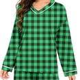 thumbnail image 5 of vdgthytj Pajamas for Women Sleepwear 2 Piece Pjs Plaid V Neck Long Sleeve Top Pants Set Nightwear Plus Size, 5 of 7
