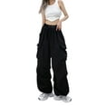 thumbnail image 2 of Coduop Women Wide Leg Sweatpant Cargo Pants,Elastic Waist Loose Casual Long Trousers,with Pockets, 2 of 5