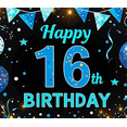 thumbnail image 7 of Blue Themed Happy 16th Birthday Banner with Balloons Stars Party Supplies Backdrop Decor for Birthday Party Photography Props Decors Celebrations, 7 of 7