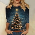 thumbnail image 2 of Christmas 3/4 Sleeve T Shirts for Women Plus Size T Shirt Crew Neck Casual Tops Fashion Printed Round Neck Tops, 2 of 5