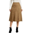thumbnail image 2 of Faux Suede Midi Skirt for Women Vintage High Waisted A-Line Trendy Fall Winter Business Causal Skirts L, 2 of 8