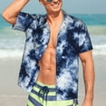thumbnail image 6 of Mens Casual Short Sleeve Button-Down Hawaiian Shirts,Navy Tie Dye Abstract Shirts Classic Fit Beach Dress Shirts with Front Pocket,L, 6 of 7