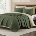 thumbnail image 3 of King Size Quilt-3 Pieces Lightweight Bedspreads Olive Green King Quilt Bedding Set for All Seasons,Soft Coverlet with 2 Pillow Shams Suitable for Bed, Couch, Quilt Blanket, 3 of 16