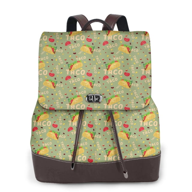 Lsque Taco Pattern Womens Backpack Purse Leather Backpack Purse for Women Travel Fashion Backpack Designer Ladies Shoulder Bags