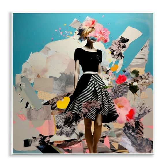 Stupell Industries Surreal Collage Woman People Painting Unframed Art Print Wall Art, 12 x 12