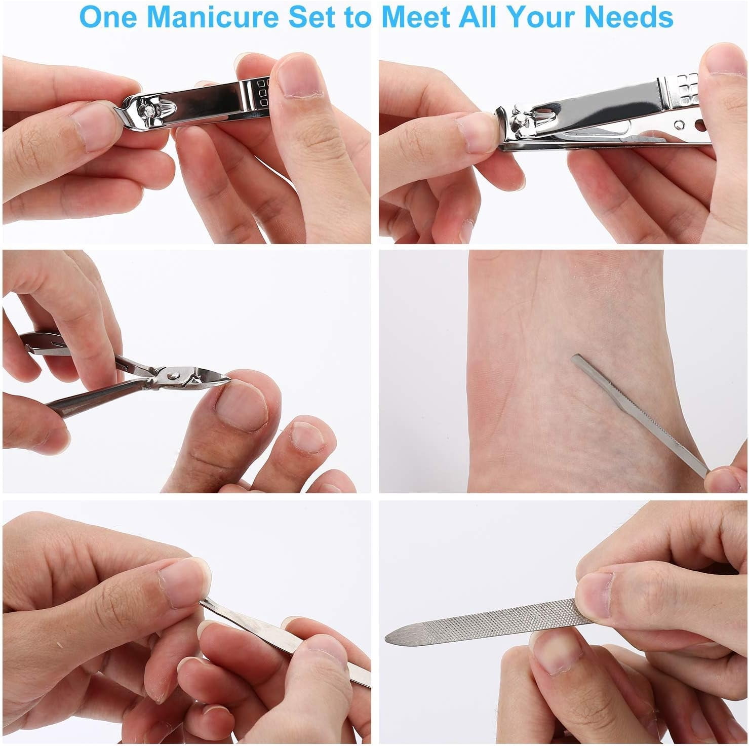 Rongsi Manicure Set 19 in 1 Nail Clippers, Stainless Steel Professional Grooming Kits, Nail Care Tools Pedicure kit with Luxurious Travel Case (Black)