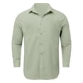 thumbnail image 3 of Kids Linen Button Down Shirts, Solid Long Sleeve Casual Tops for Spring & Summer, 3-14Y, 3 of 5