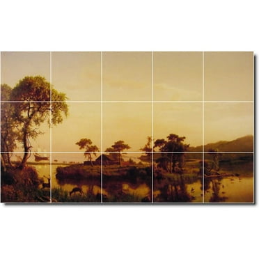 Ceramic Tile Mural-Albert Bierstadt Landscapes Painting 28. 21.25" w x 12.75" h using (15) 4.25 x 4.25 ceramic tiles