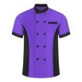 thumbnail image 3 of Hansber Unisex Lightweight Chef Coat Professional Cook Chef Jacket Kitchen Work Uniform for Men and Women Purple M, 3 of 5