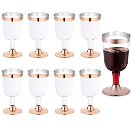 

8 X Rose Gold Plastic Champagne Flute Disposable Wine Glass 5.5oz Wedding Party