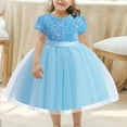 thumbnail image 2 of Atogsazn Little Girls Birthday Dress Kids Ruffle Sleeveless Mesh Dresses Wedding Party Princess Clothes C-Blue 7-8 Years, 2 of 5