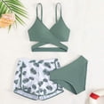 thumbnail image 7 of TOWED22 Girl's 3 Piece Swimsuit Set Solid Color Spaghetti Strap Bikini Bathing Suit with Beach Cover Up Skirt Swimwear Mint Green,16 Y, 7 of 7