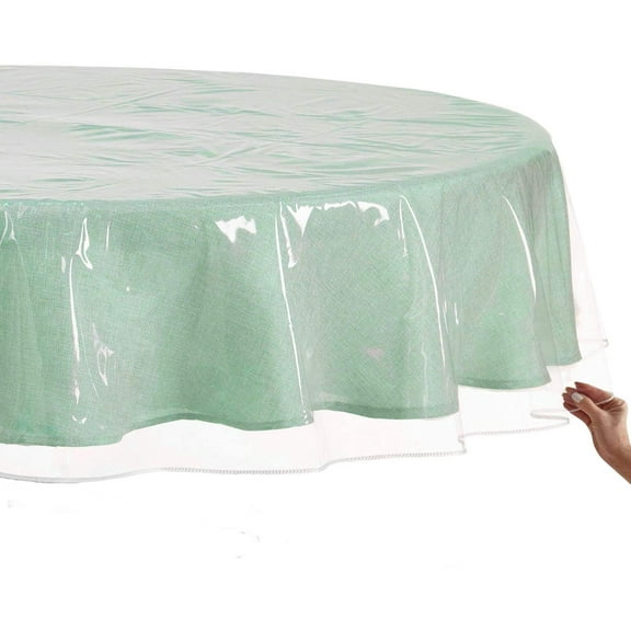 Sorfey Clear Vinyl Sheet Tablecloth & Table Cover Protector, Standard Round 70" x 70"