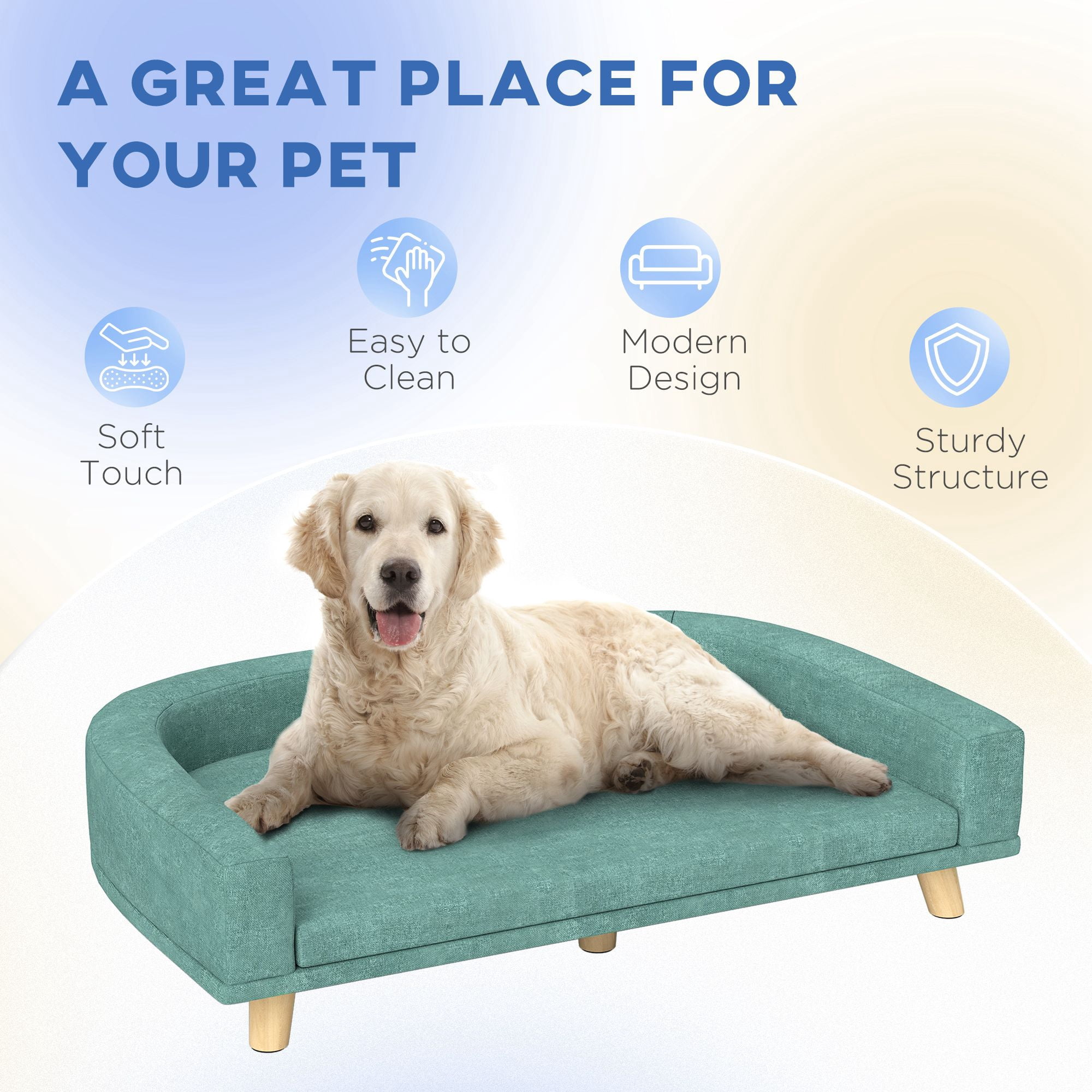 Large Dog Sofa Bed with Washable Cushion, Comfortable Pet Couch for Dogs & Cats
