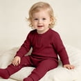 thumbnail image 6 of Jalioing Infant Baby Long Sleeve Romper Solid Color Jumpsuit Comfy Cute Cotton Bodysuit Fall Winter Outfits 0-24 Months, 6 of 8
