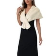 thumbnail image 4 of INSPIRE CHIC Women's Faux Fur Shawl Stole Winter 1920s Bridal Wedding Wrap XS Beige, 4 of 6