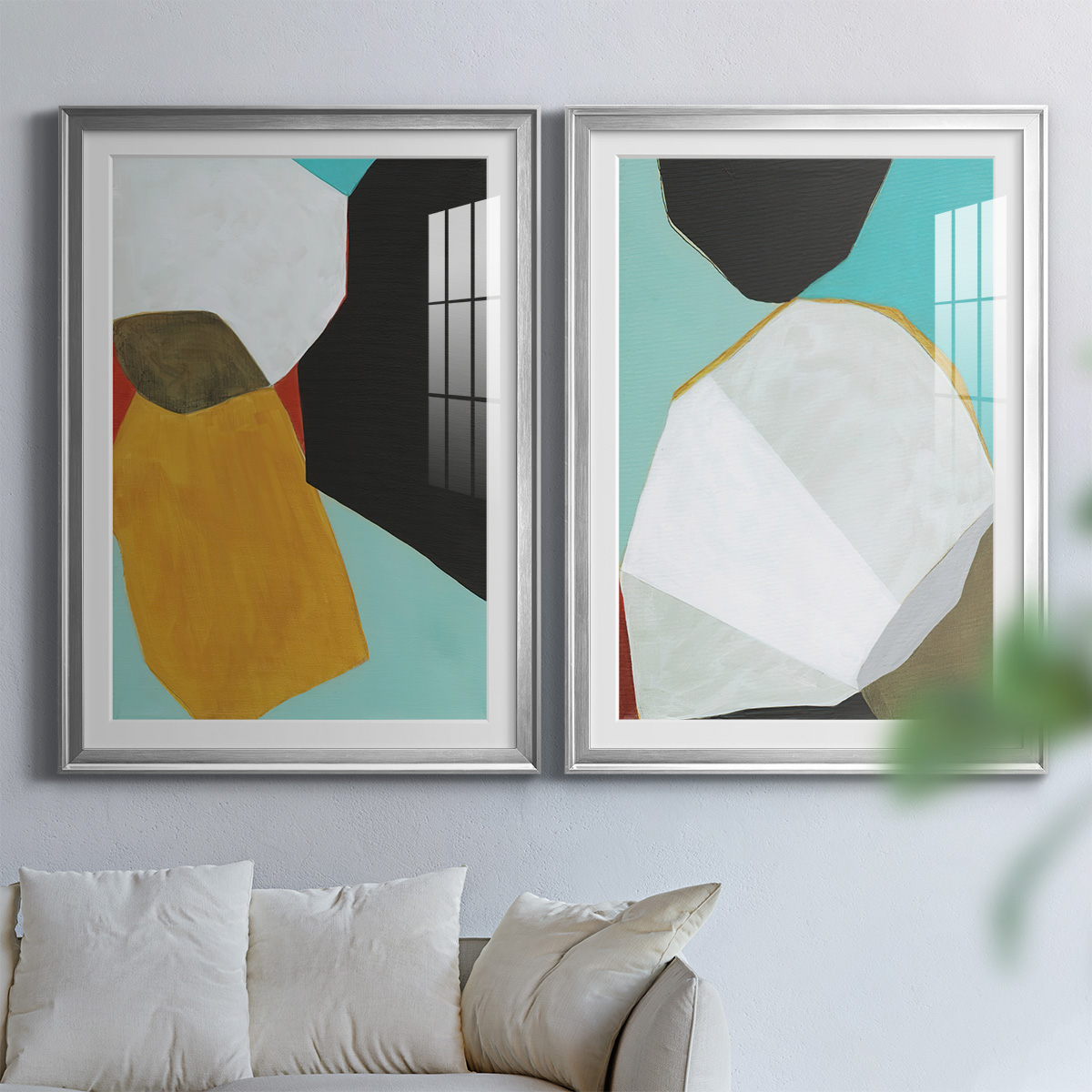 Wexford Home Graphica I Premium Framed Print, 22.5" x 30.5" - Ready to Hang, Silver (Set of 2)
