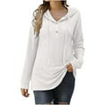 thumbnail image 2 of HUPOM Sweatshirts For Women Round Neckline Hoodie Button Shirt White L, 2 of 9