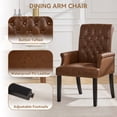 thumbnail image 4 of Leather Dining Chair with Arms, Upholstered Tufted High Back Dining Room Chairs, Accent Armchair with Solid Wood Leg and Nailhead Trim, Bright Brown, 4 of 8