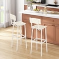 thumbnail image 1 of Juego de 2 taburetes de bar, taburete alto con respaldo y reposapiés, sillas de bar altas, taburete de bar de estilo industrial para comedor, cocina, color blanco, 1 of 4