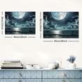 thumbnail image 6 of JRXY Framed Moon Over Ocean Canvas Wall Art Night Sky Full Moon White Cloud Canvas Prints Wall for Living Room Bedroom Bathroom Home Decor Ready to Hang 16x12inch, 6 of 6