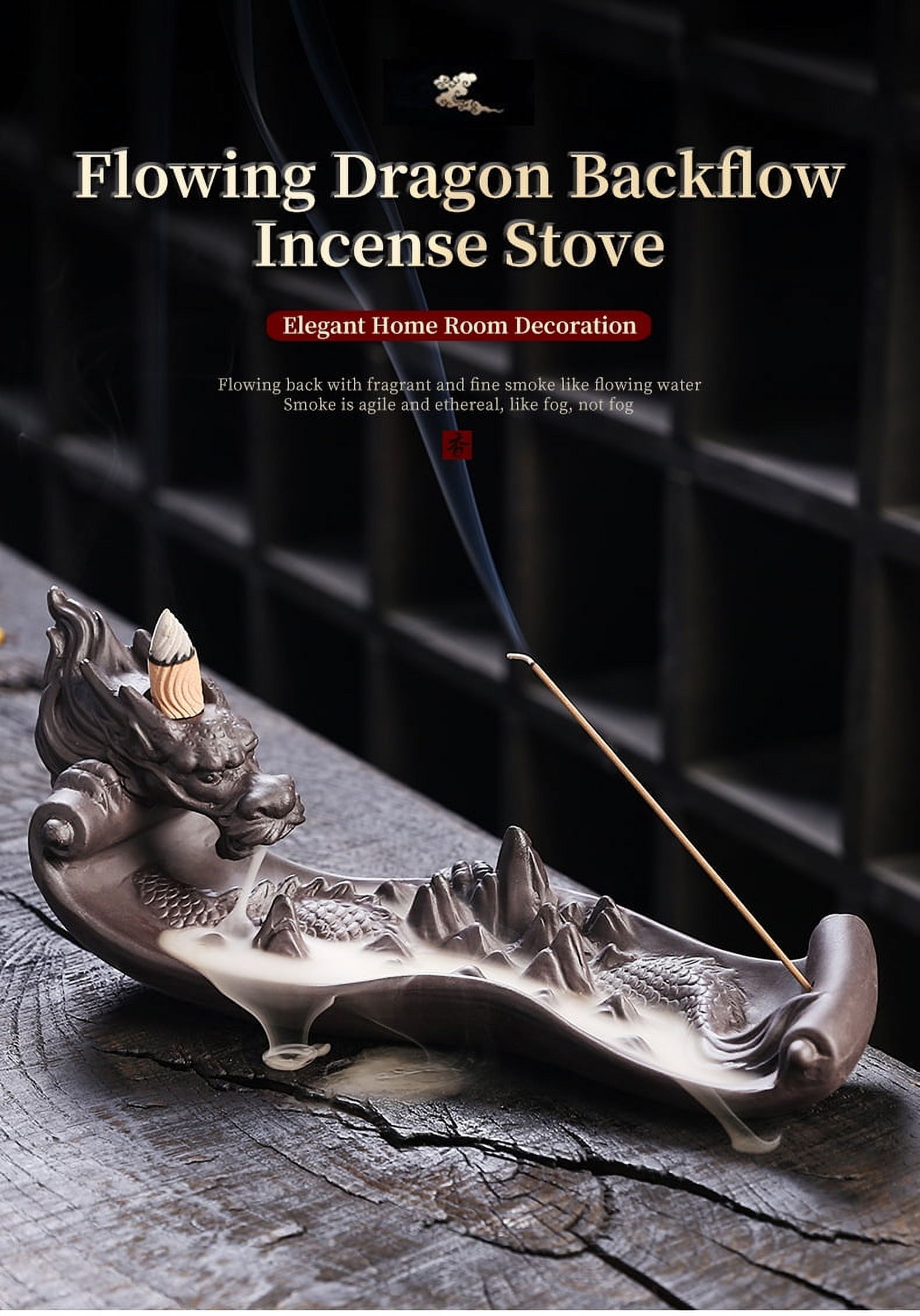 Purple Clay Backflow Incense Burner Dragon Decoration Creativity Chinese Loong Incense Holder Smoke Incense Burner Office Decoration