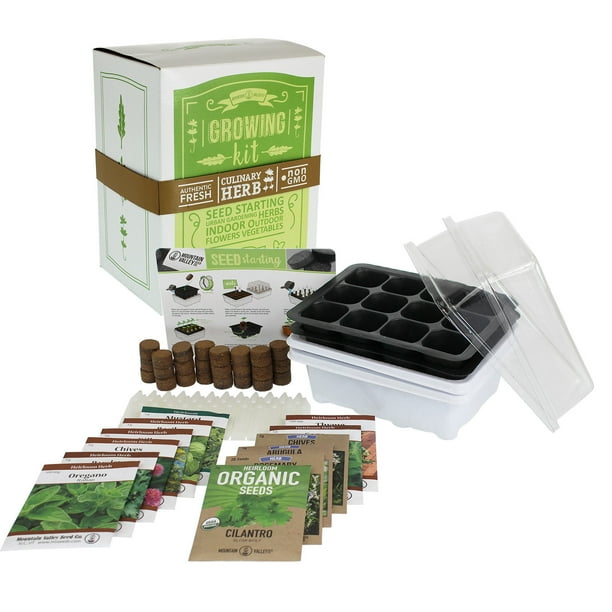Indoor Culinary Herb Garden Starter Deluxe Kit 12 NonGMO Varieties