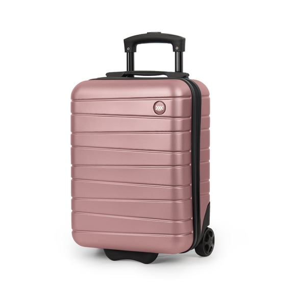 New York Xpress 16" Underseat Carry-on Luggage Hardside Lightweight 2-Wheel Small Suitcase, Rose Gold - 2538