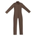 thumbnail image 3 of Moggemol Kids Girls Long Sleeve Dance Outfit Full Length Unitard Leotard Bodysuit Gymnastic Jumpsuit Brown L, 3 of 6