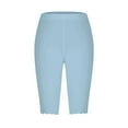 thumbnail image 4 of Leggings For Women Knee Length Capri Leggings Summer Cropped Casual Solid Comfy Capris Womens Pants, 4 of 5