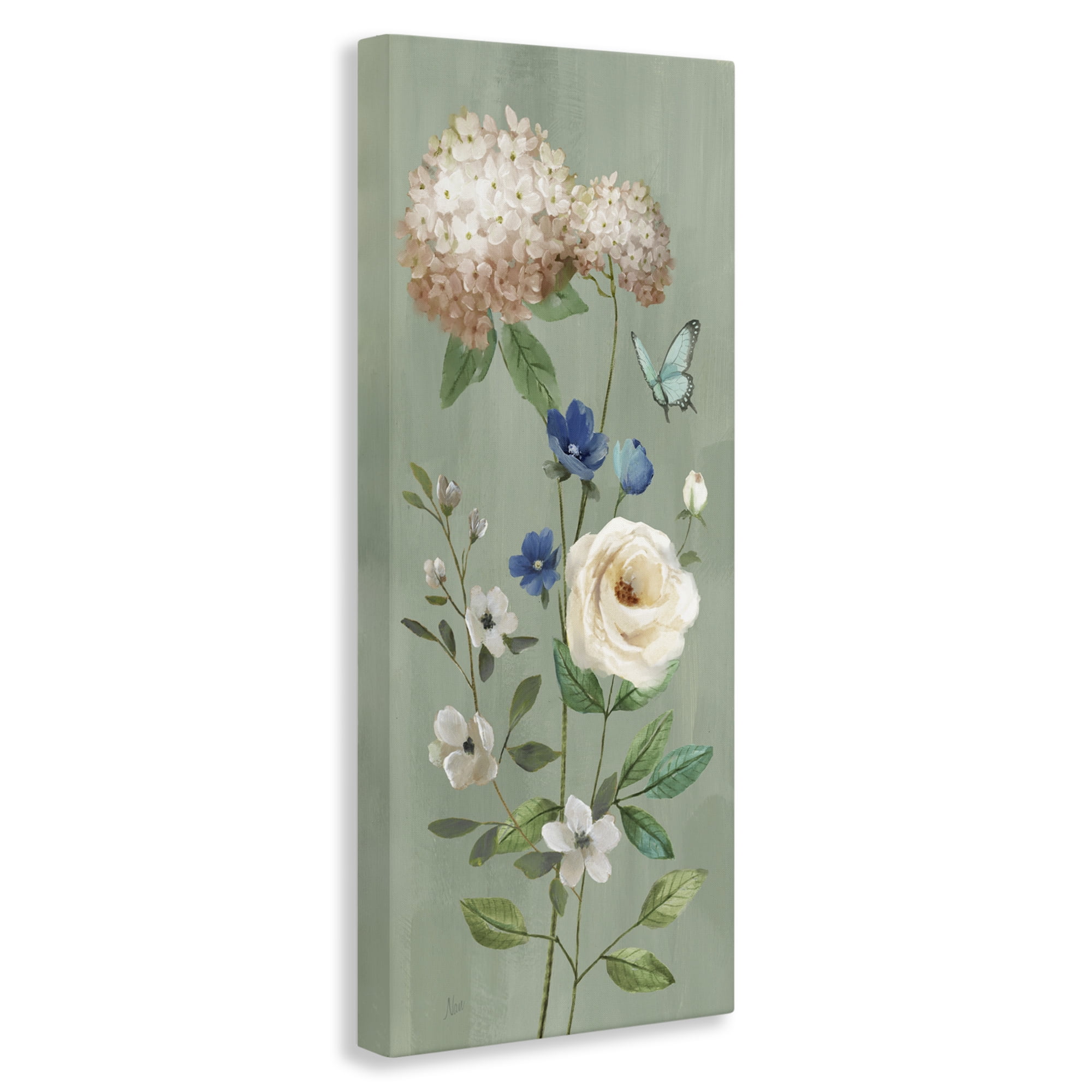 Stupell Industries Hydrangea & Rose with Butterfly Canvas Wall Art, design by Nan