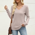 thumbnail image 6 of Oiangi Women's V Neck Sweater Long Sleeve Slim Fit Knit Shirts Cozy Warm Basic Base Layer Pullover for Winter Beige XL, 6 of 6