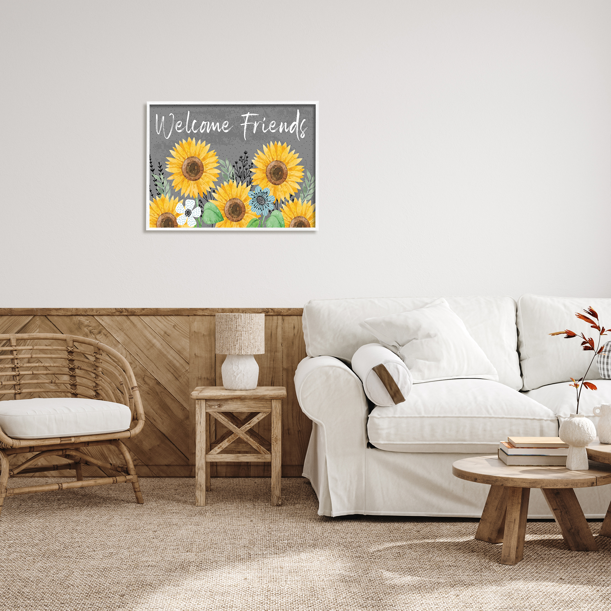 Stupell Welcome Friends Garden Florals Botanical & Floral Painting White Framed Art Print Wall Art