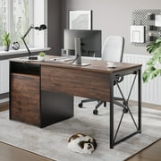 Bestier 55 inch Computer Desk with Storage Drawers & Keyboard Tray & File Drawer Home Office Desk Cherry