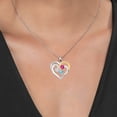 thumbnail image 3 of Gem Stone King Two Tone Moissanite and Pink Created Sapphire and Swiss Blue Topaz `I love you to the moon and back` Engraved Pendant for Women (1.65 Cttw, Heart Shape 5MM), 3 of 3