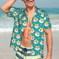 thumbnail image 7 of Bingfone Men's Short Sleeve Button Down Shirts Hawaiian Cute Shiba1 Printed Beach Shirt, 7 of 7