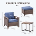 thumbnail image 3 of Opohoro 5-Piece Outdoor Wicker Conversation Set with Lounge Chairs, Side Table and Ottomans for Patio, Porch, or Garden, 3 of 11