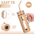 thumbnail image 2 of MUKOKO 20oz Glass Water Tumble with Straw and Bamboo Lid, Reusable Water Bottle with Water Marker, Iced Coffee Cup with Straw Silicone Protective Sleeve-Amber, 2 of 7