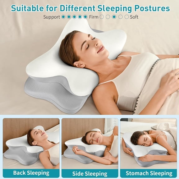 Cervical Pillow for Neck Pain Relief, Ergonomic Neck Pillow for Sleeping Contour Memory Foam Pillows with Cooling Pillowcase, Orthopedic Bed Pillow for Side Back Stomach Sleepers
