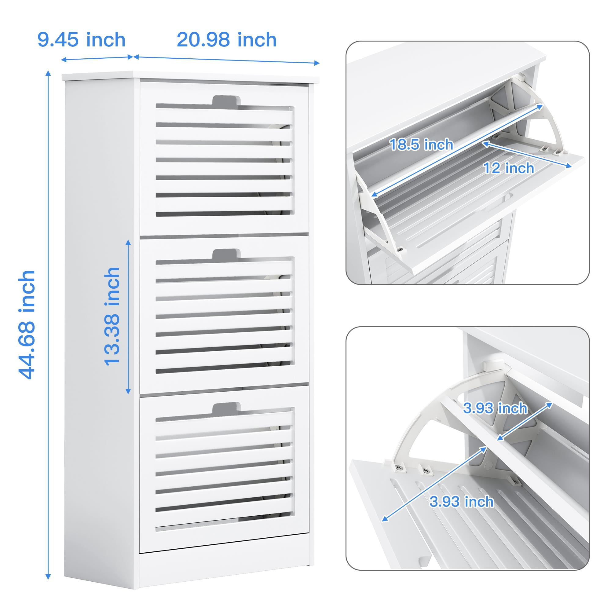 Finihen Shoe Storage Cabinet with 3 Flip Drawers, Shoe Cabinet Storage for Entryway, Hidden Narrow Slim Free Standing Shoe Rack Organizer, White Finihen Shoe Storage Cabinet with 3 Flip Drawers, Shoe Cabinet Storage for Entryway, Hidden Narrow Slim Free Standing Shoe Rack Organizer, White
