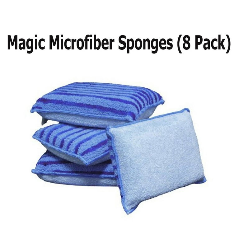 Set of 8 Microfiber Sponge Set with 2 Drying Mats by Campanelli in Blue