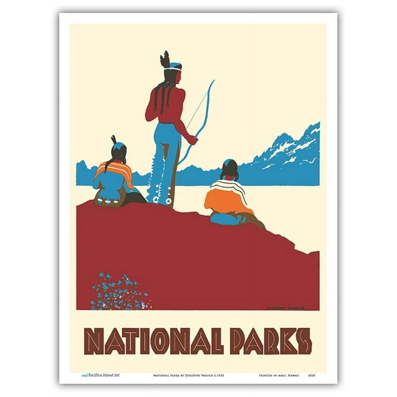 National Parks - Native Americans - Vintage Travel Poster by Dorothy Waugh c.1935 - Master Art Print (Unframed) 9in x 12in